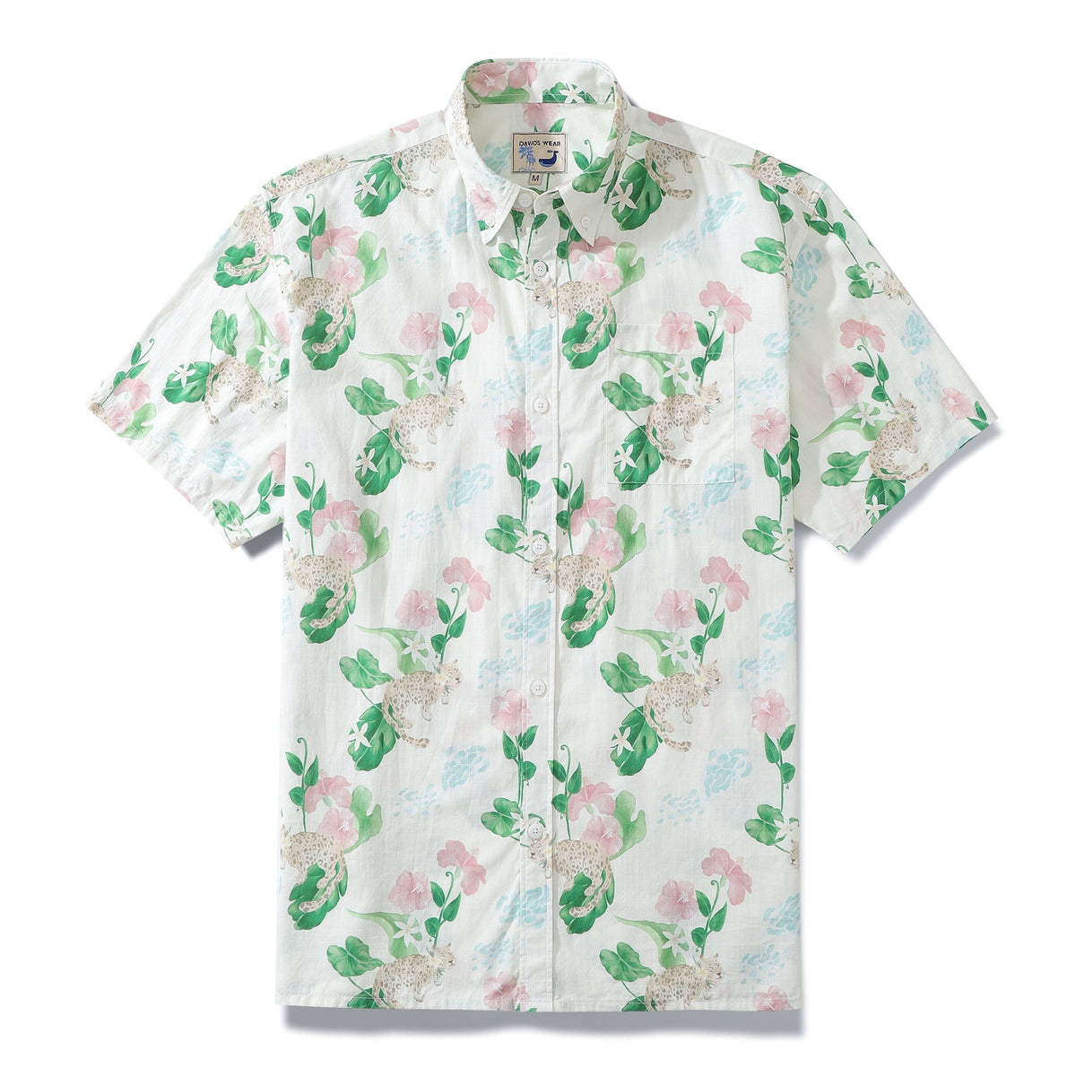 Hawaiian Shirt For Men Tropical Leopard And Hibiscus Short Sleeve Designer Shirt By Evan