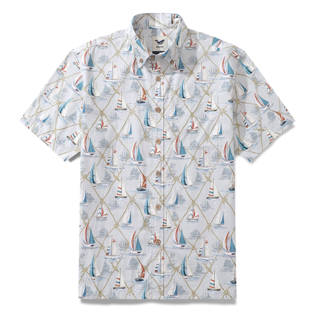 Men's Hawaiian Shirt Aloha Adventure Print Cotton Button-down Short Sleeve Aloha Shirt By Sherry