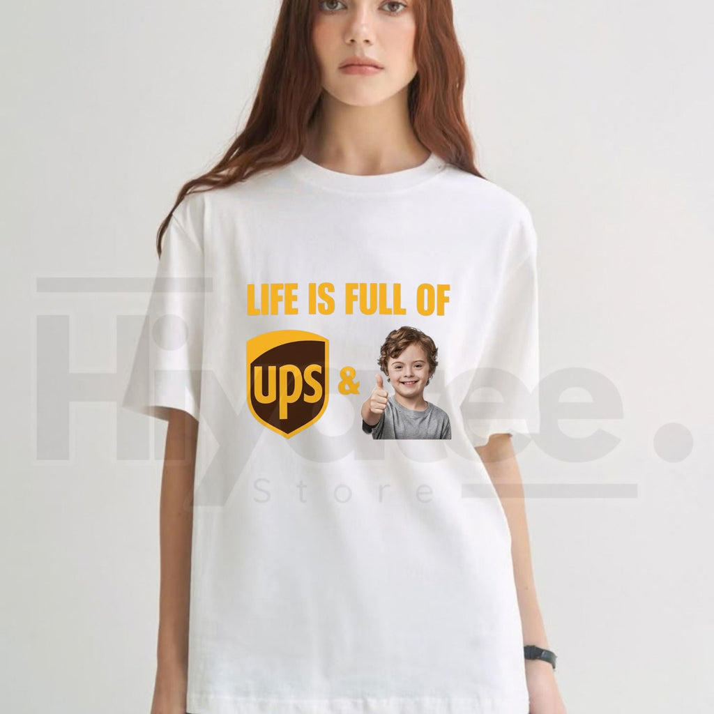 Life Is Full Of UPS & Thumbs Up Kid Meme T-Shirt – Funny Pun Graphic Tee