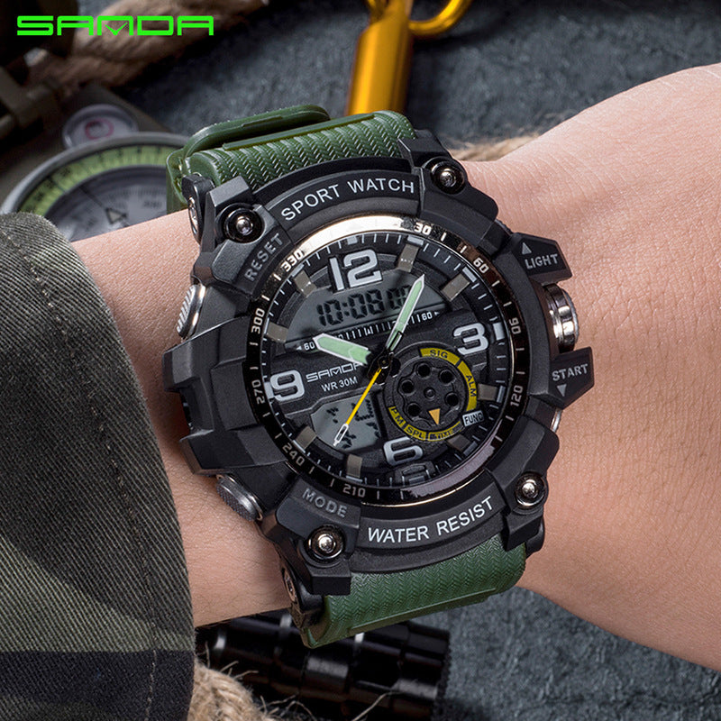 NEW Sport Analog-Digital Watch For Men and Woman  Waterresistant 50M Professional Waterproof Quartz Large Dial Military Wristwatches  With Night Mode
