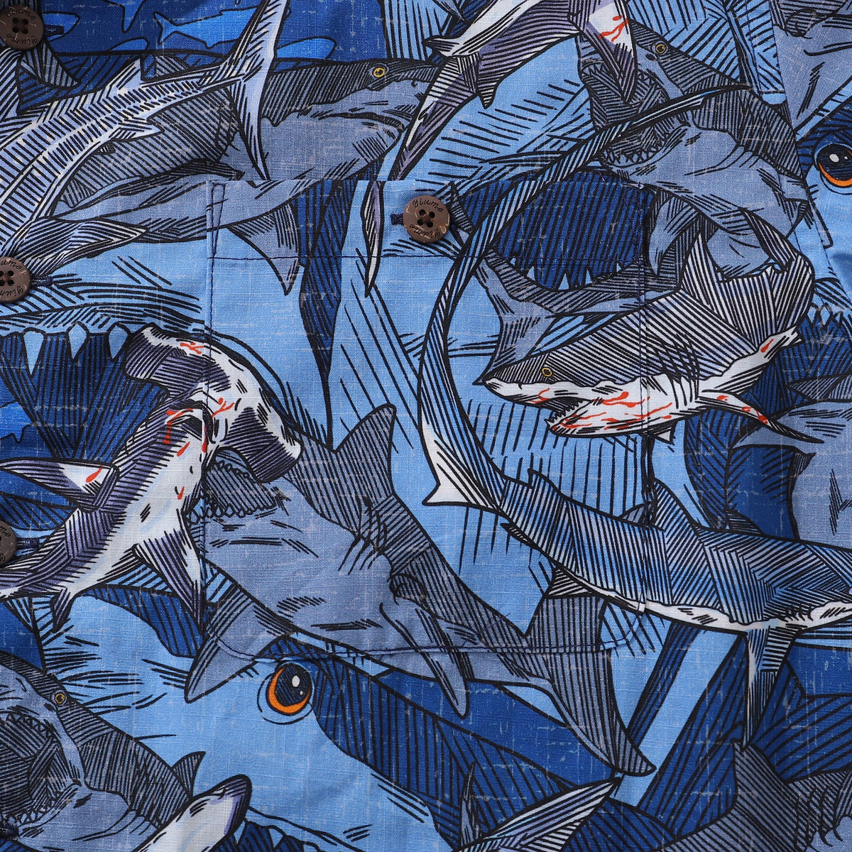 Hawaiian Shirt For Men Sharks in Schools Shirt Camp Collar 100% Cotton By Sun