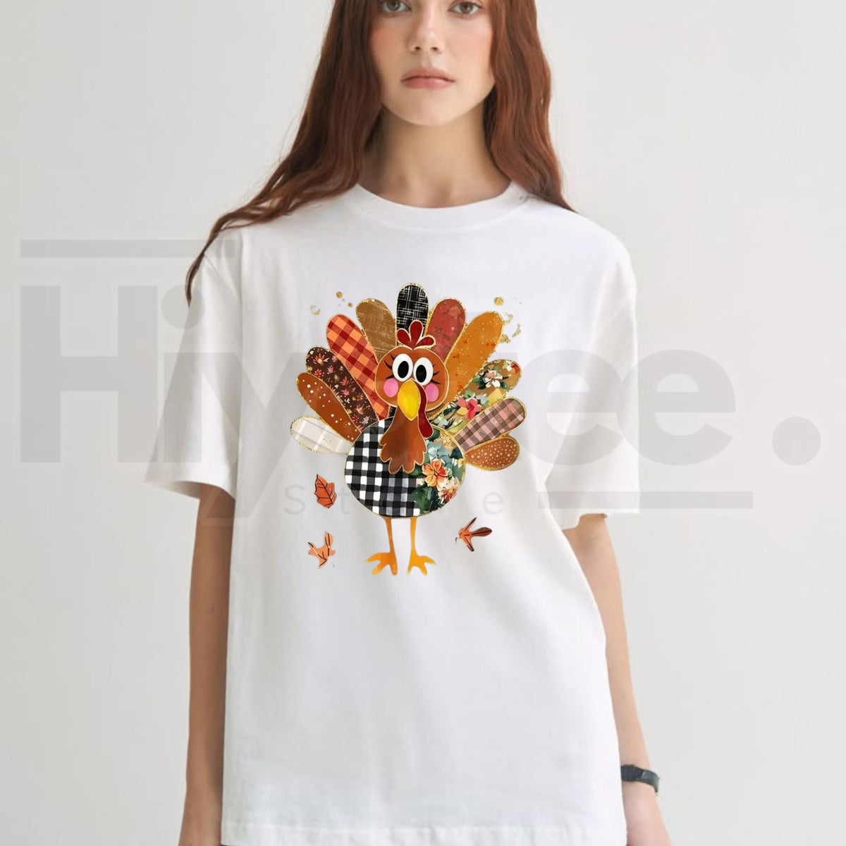 Thanksgiving Patchwork Turkey T-Shirt – Cute Fall Maple Leaf Graphic Tee