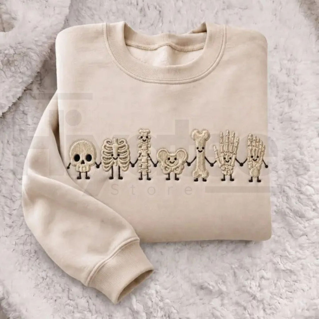 Radiology Tech Skeleton Embroidered Sweatshirt – Cute X-Ray Tech Crewneck & Rad Tech Gift