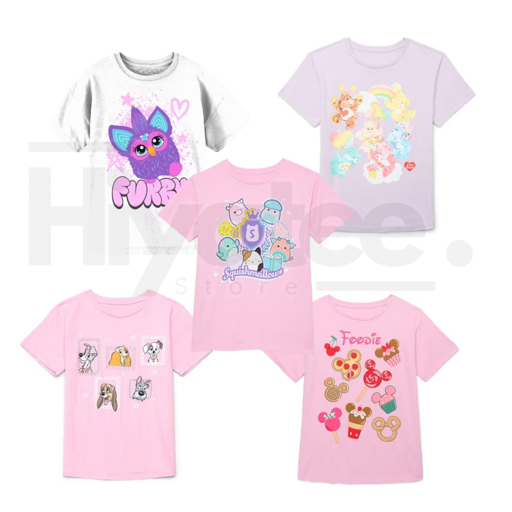 Disney Food Girls Short Sleeve Graphic T-Shirt – Cute Theme Park Snacks Tee, Casual Vacation Apparel for Kids