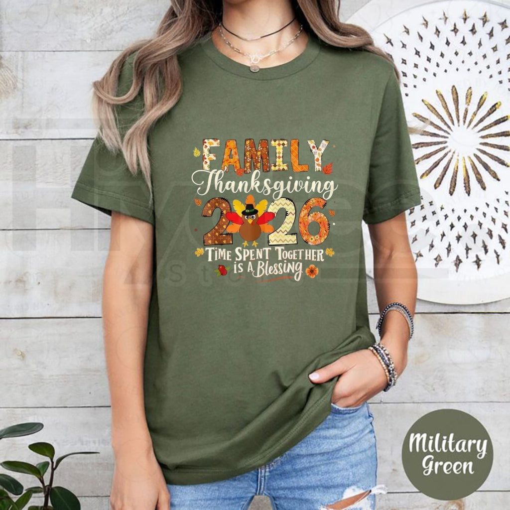 Family Thanksgiving 2026 Crew T-Shirt – Matching Turkey Holiday Graphic Tee