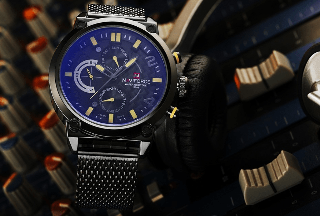 Men's Multifunction Analog Quartz Watches Waterproof Wrist Watch With Stainless Steel Mesh Band Excellent Design Perfect Gift