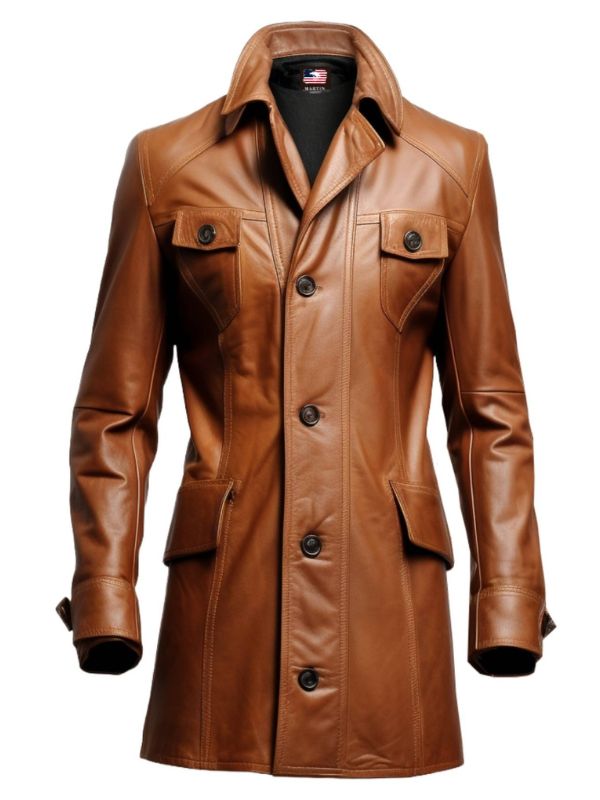 Men Stylish Brown Leather Coat – Men Leather Coat