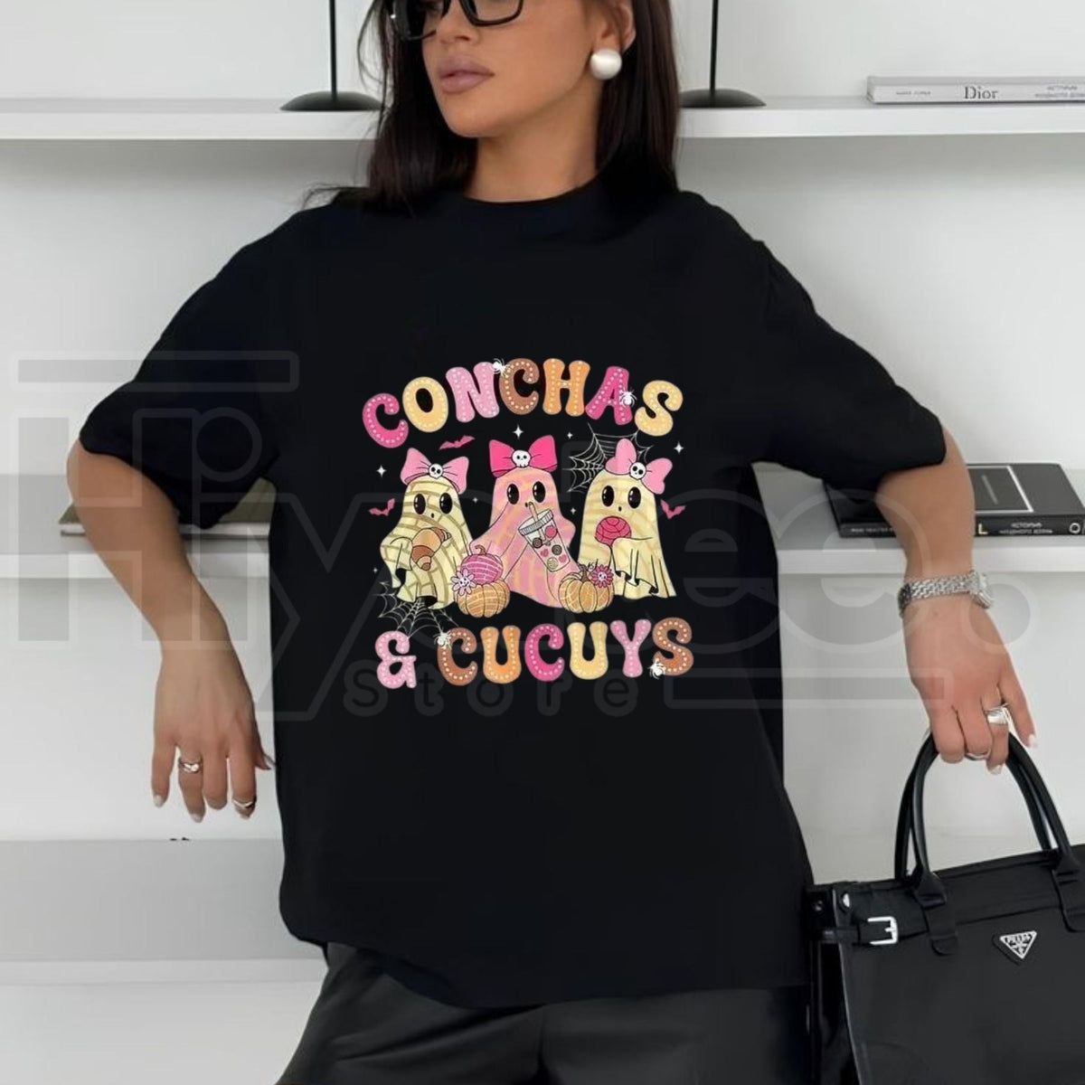Mexican Ghost Concha T-Shirt – Espooky Vibes Fantasma Graphic Tee, Day of the Dead Halloween Shirt for Latina Mom