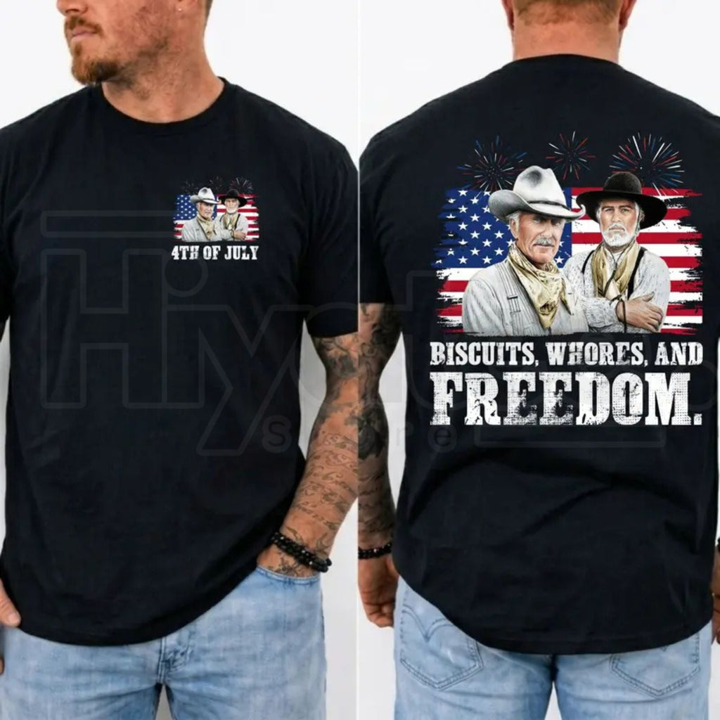 Biscuits And Whores T-Shirt – Funny Lonesome Dove Western Movie 4th Of July Tee