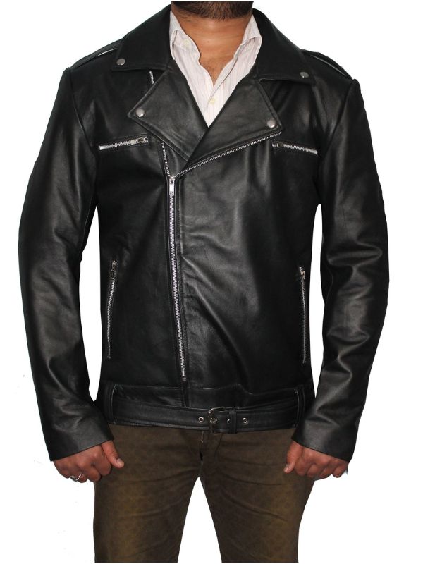 Men's Classic Black Leather Biker Jacket