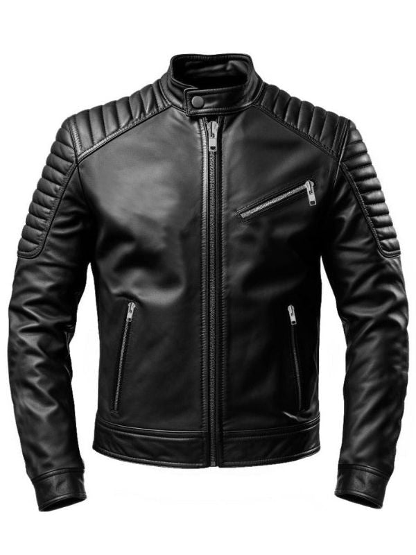 Men's Black Slim Fit Leather Biker Jacket