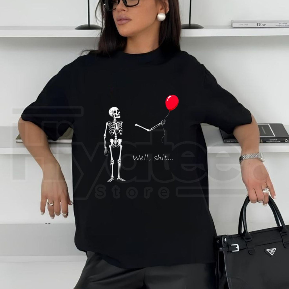Funny Skeleton Balloon T-Shirt – Dark Humor Halloween Graphic Tee