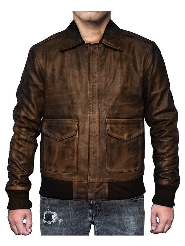 Men's Brown Distressed Flight A2 Leather Jacket