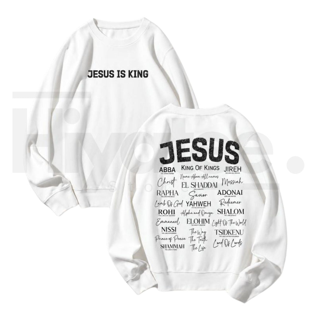 Jesus Is King Back Print Faith Crewneck Sweatshirt – Christian Aesthetic Graphic Sweater for Men & Women