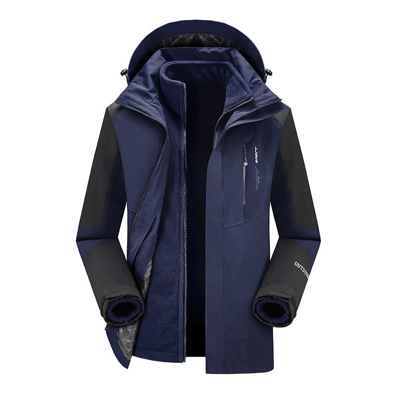 Outdoor Two-piece Windproof 3-in-1 Jacket, Plus-size