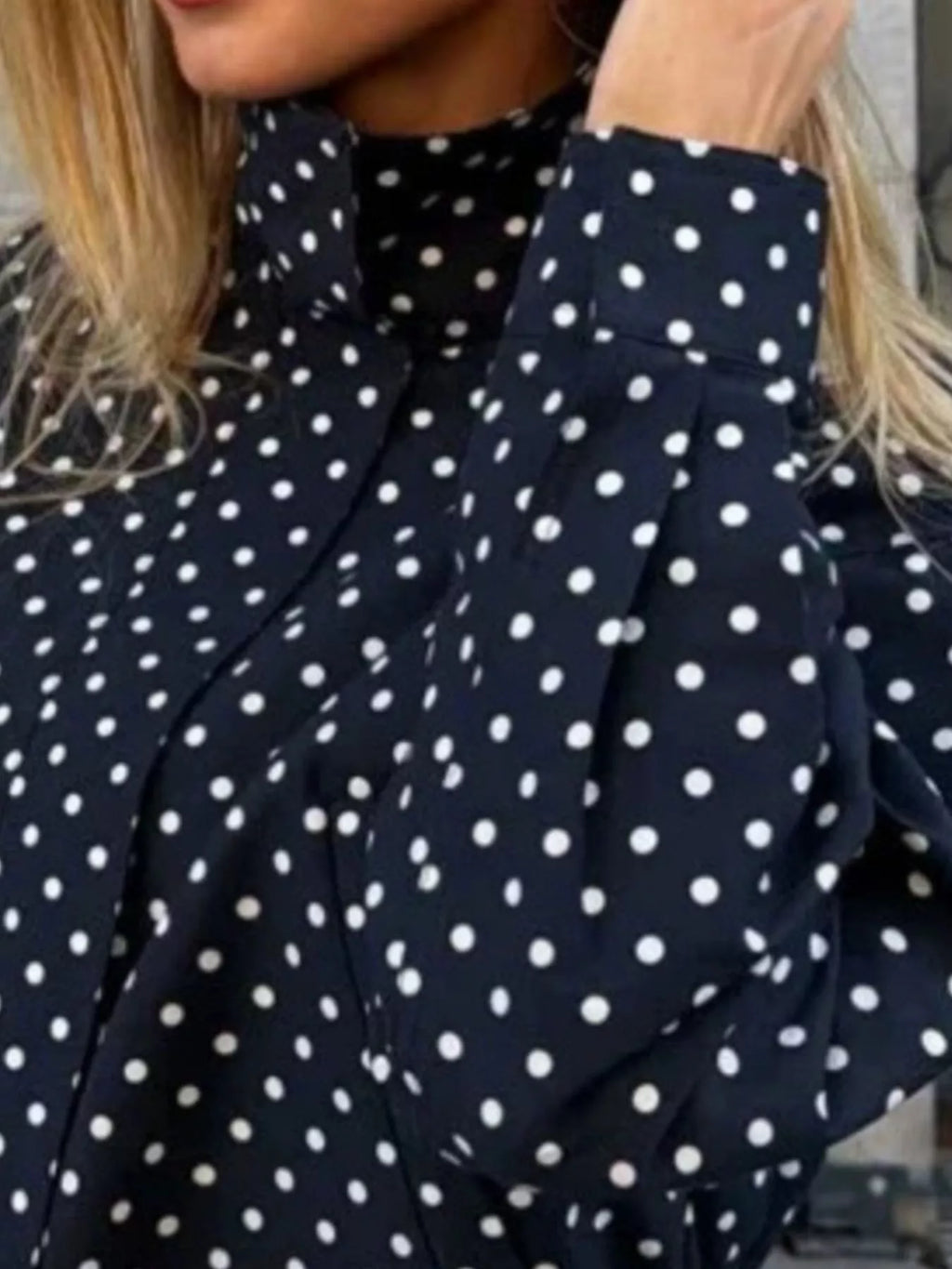Polka Dot Zip Up Casual Jacket