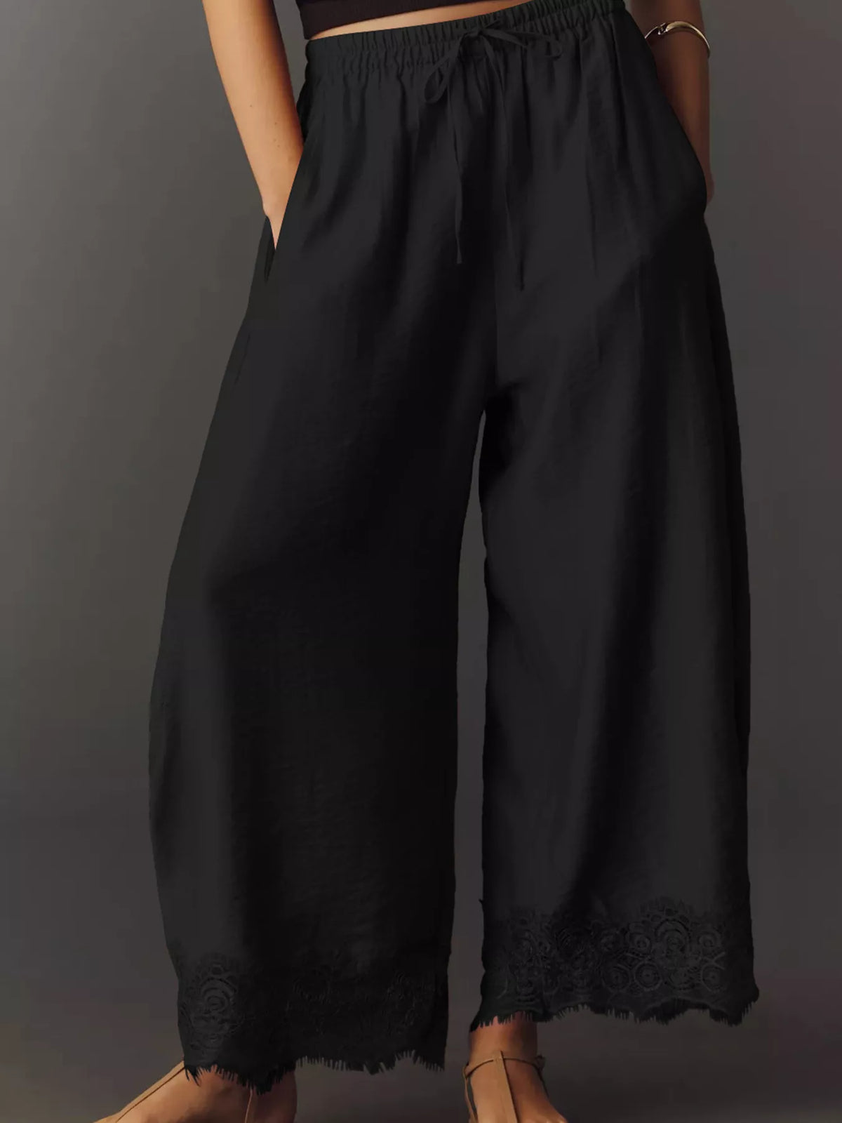 Drawstring Wide Leg Pants