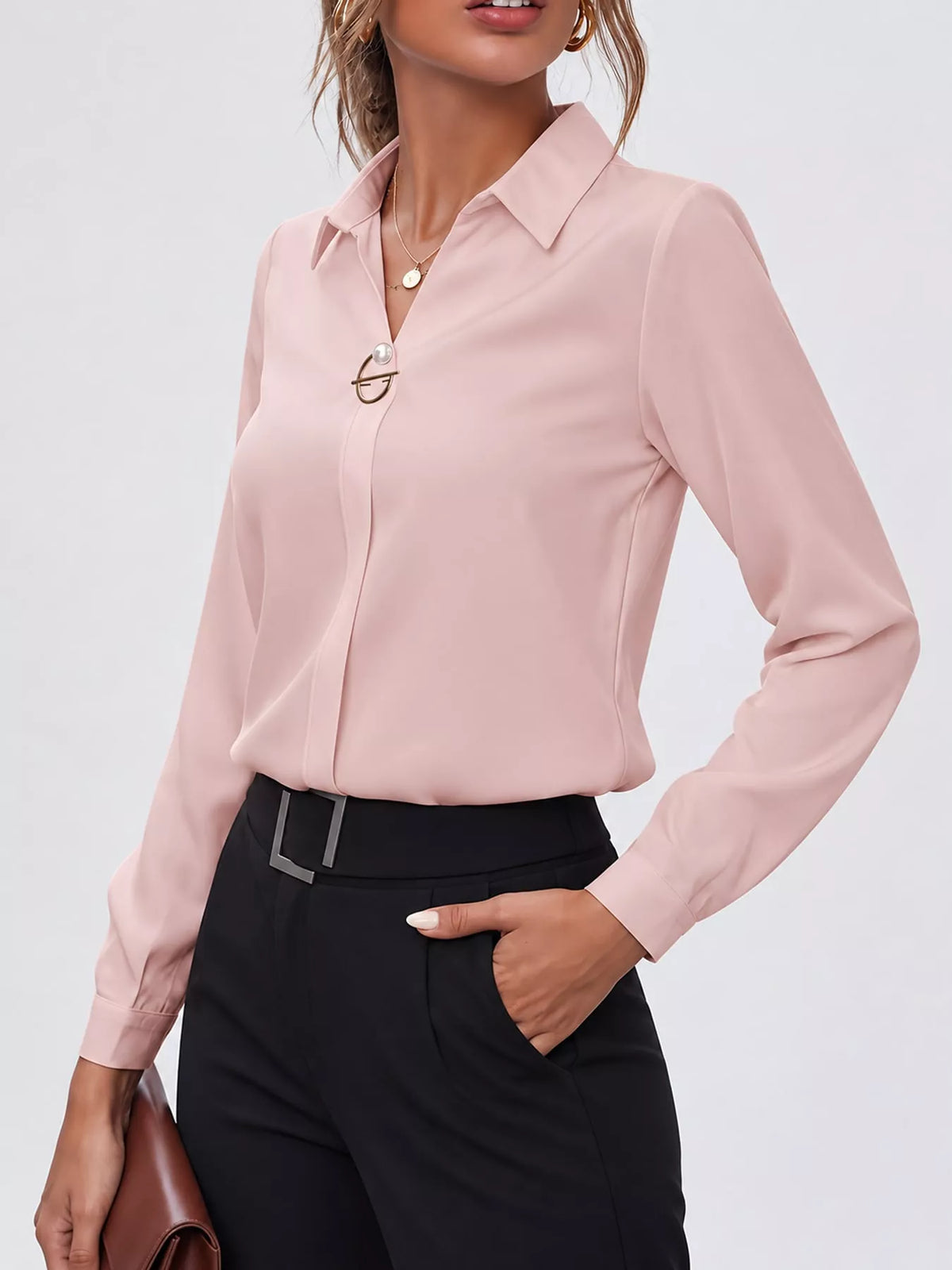 Long Sleeve Satin Blouse