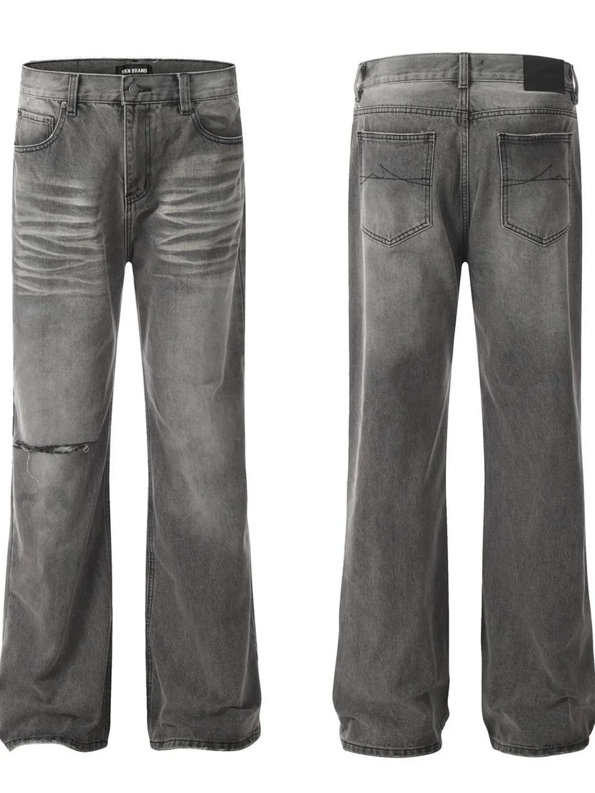 Men's Vintage Washed Distressed Wide-Leg Jeans