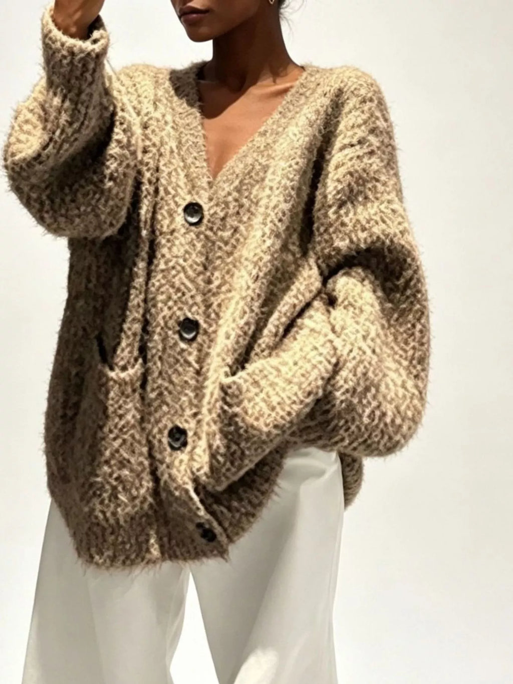 Full Size V-Neck Button-Down Cardigan Plus Size