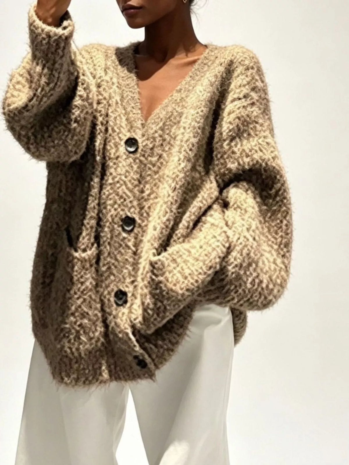 Full Size V-Neck Button-Down Cardigan Plus Size
