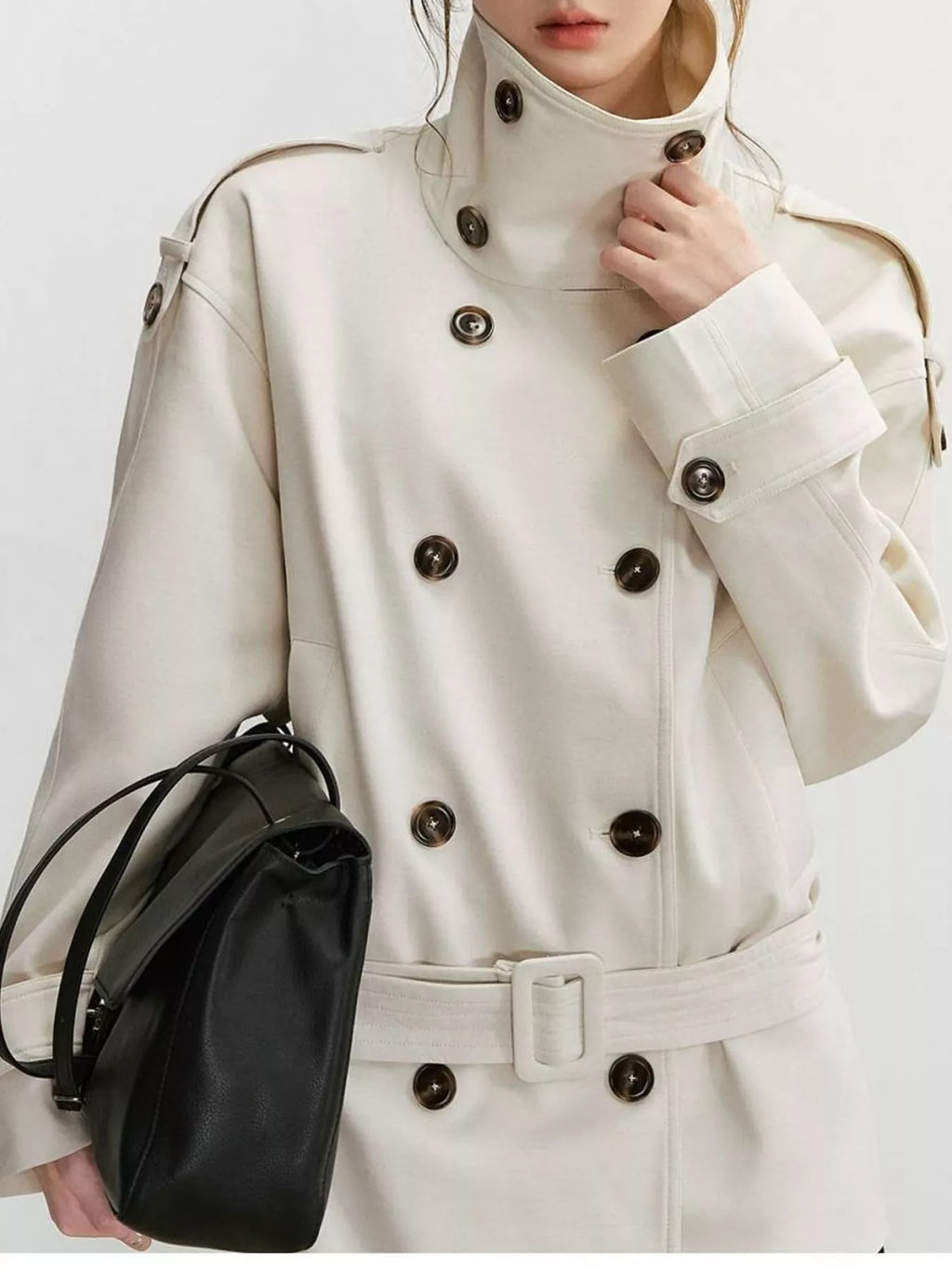 Double-Breasted Turtleneck Trench Outerwear