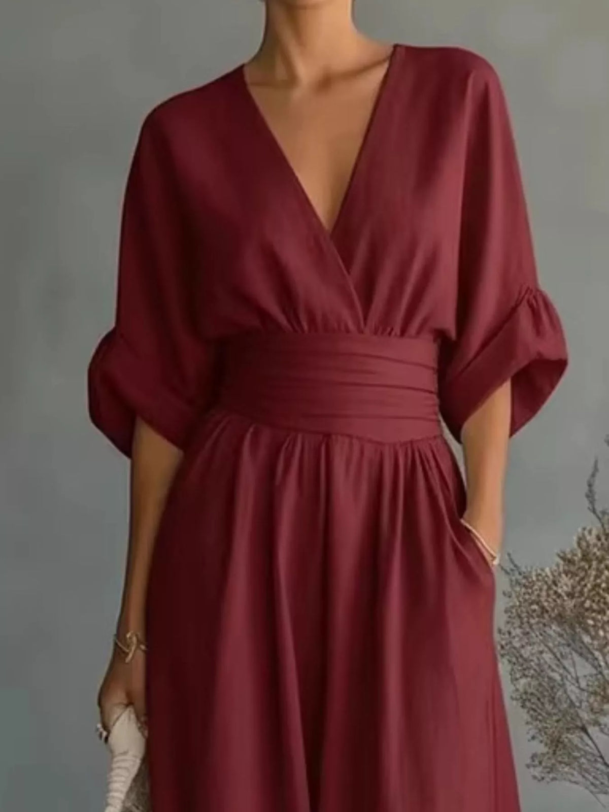 Full Size Half Sleeve Wide-Leg Jumpsuit Plus Size
