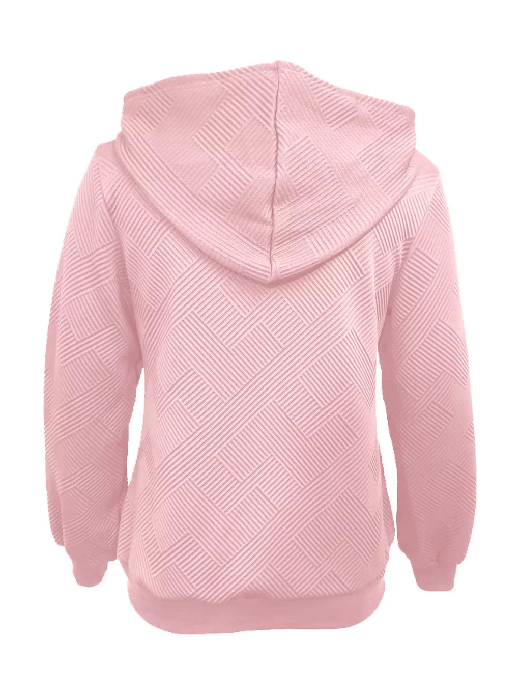 Texture Zip-Up Hoodie with Drawstring