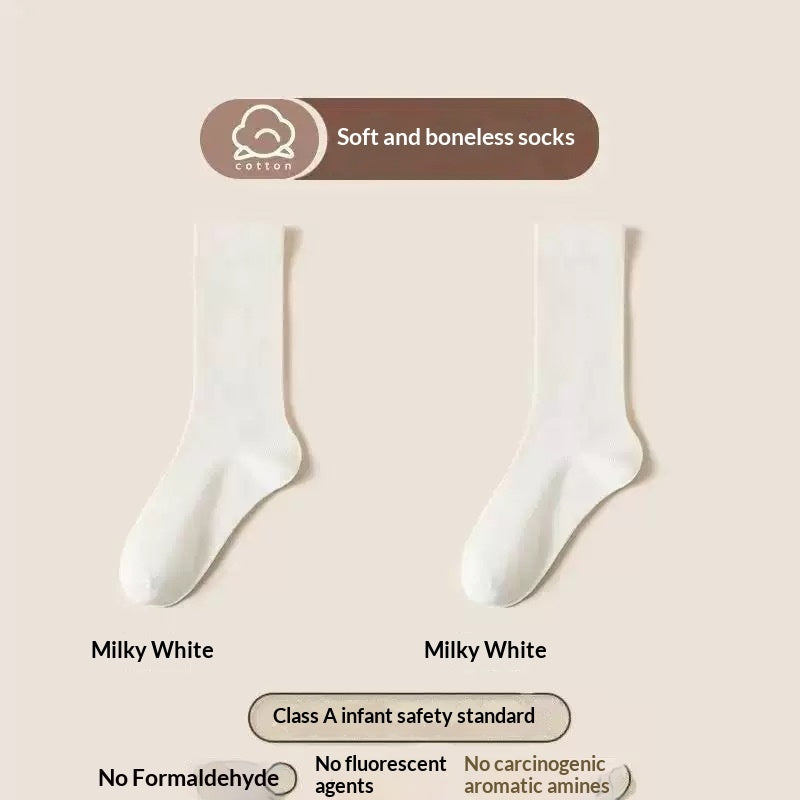 Stylish Boneless Postpartum Socks For Women Solid-color Mid-calf Socks