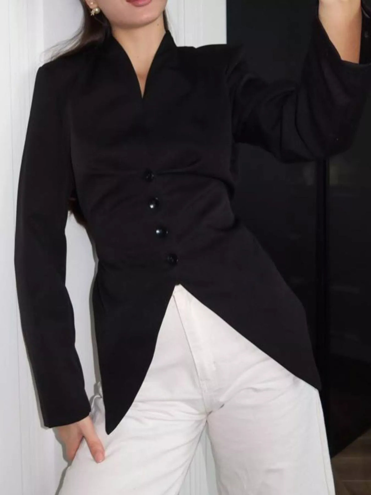 Slim-Fit Asymmetric Hem Blazer