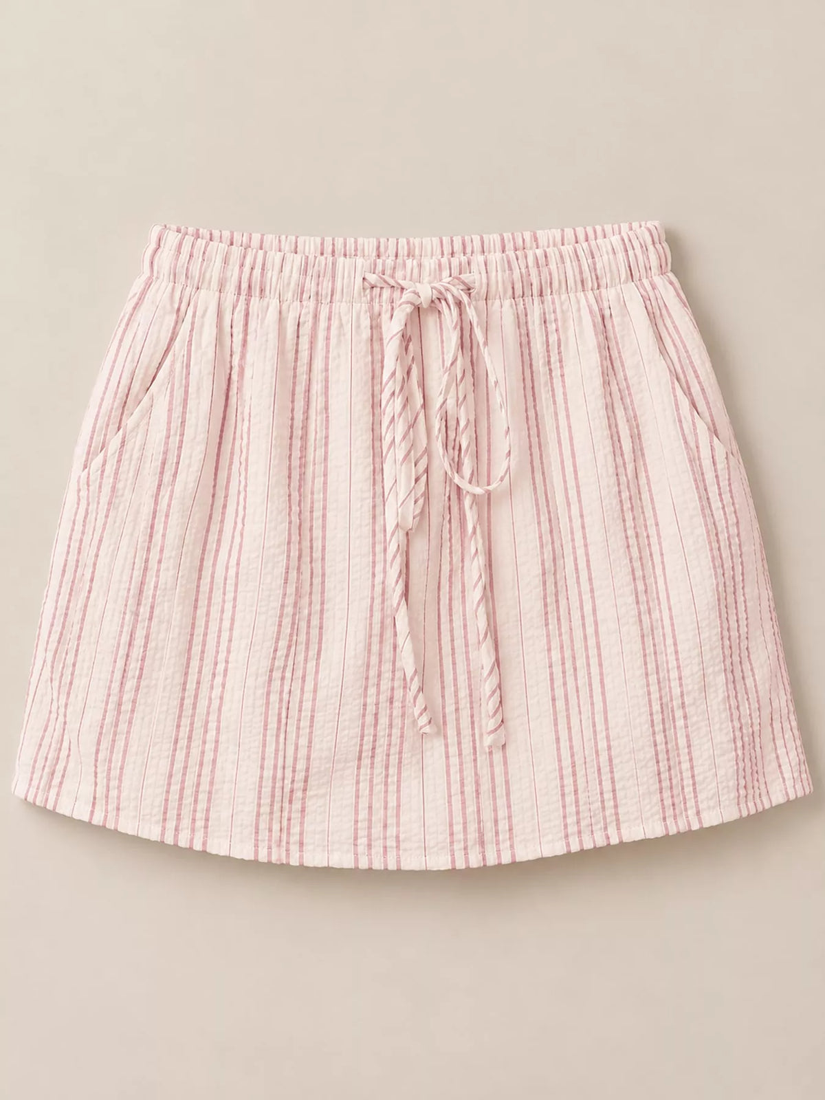Striped Drawstring Mini Skort