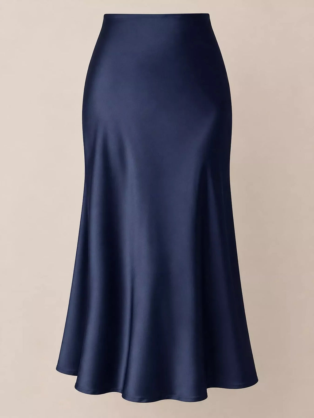 High-Waisted Satin Midi Skirt