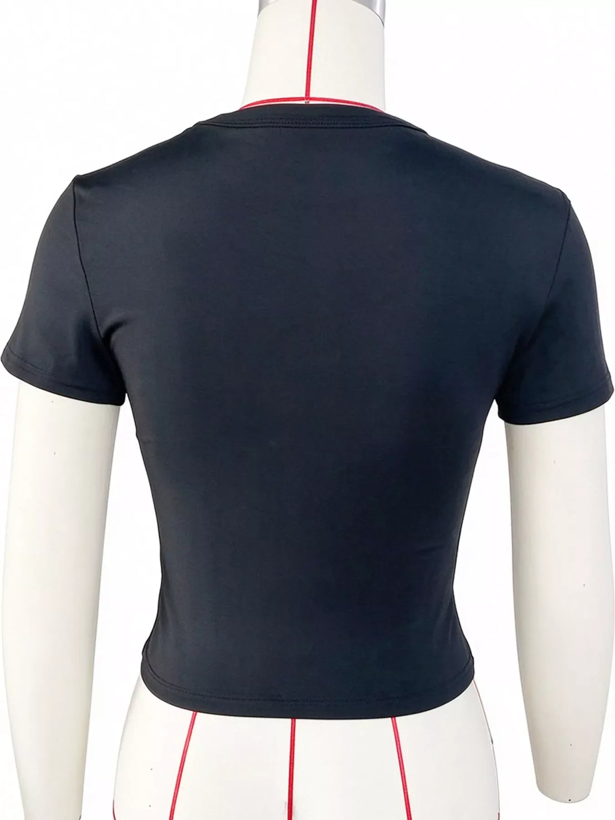 Slim Fit Basic Crew Neck Short Sleeve Crop T-Shirt