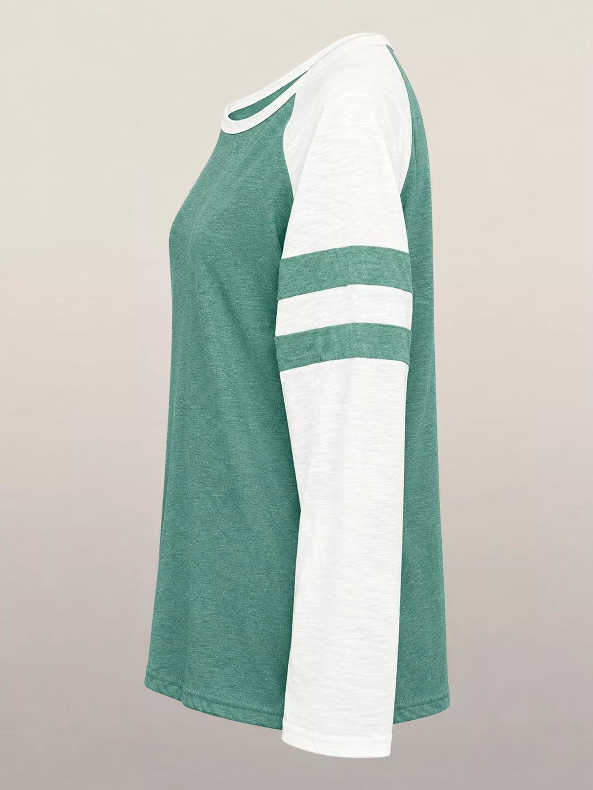 Full Size Color-Block Raglan Sleeve Striped T-Shirt Plus Size