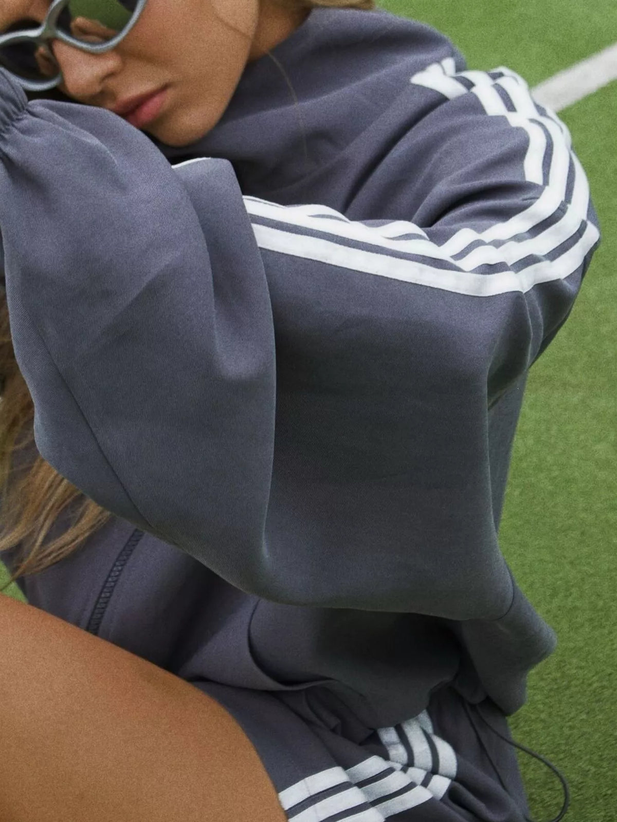 Side Stripe Detail Cropped Sporty Jacket and Shorts Set