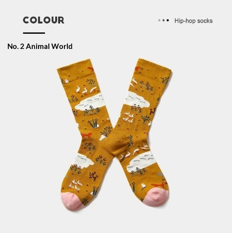 French Creative Socks Illustration Art Socks For Men And Women Couples