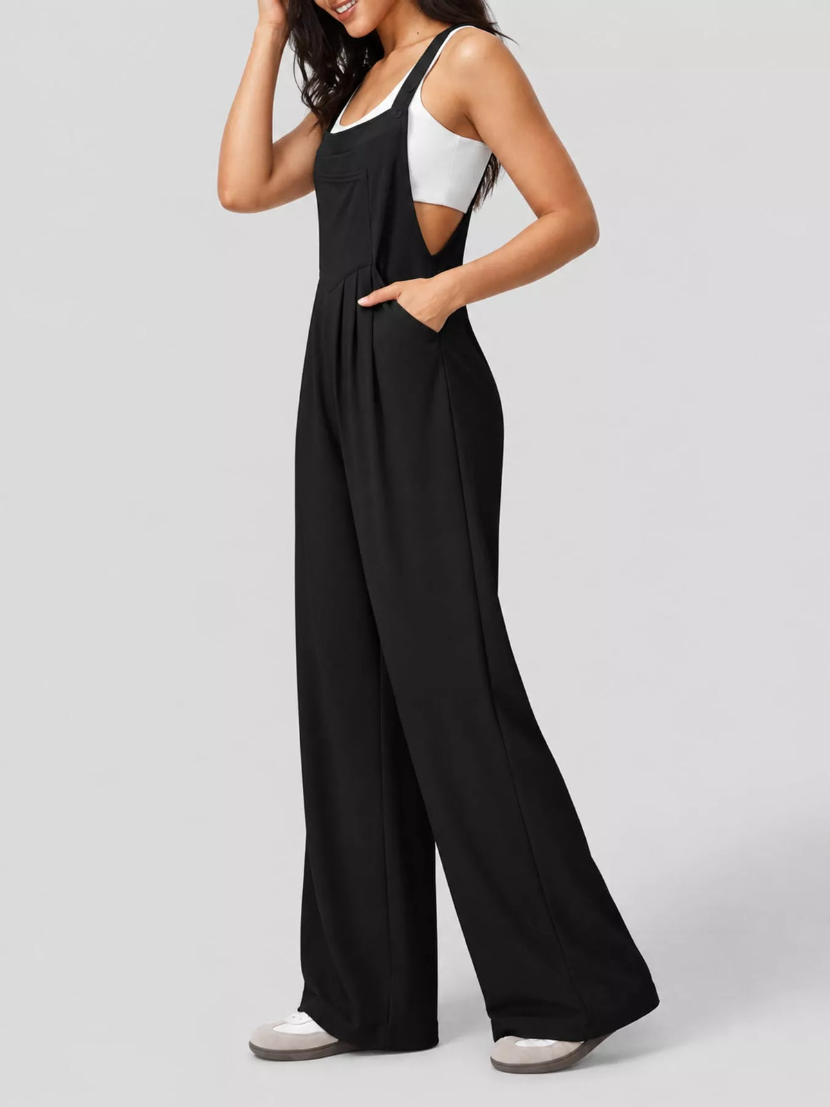 Wide Strap Wide-Leg Overalls