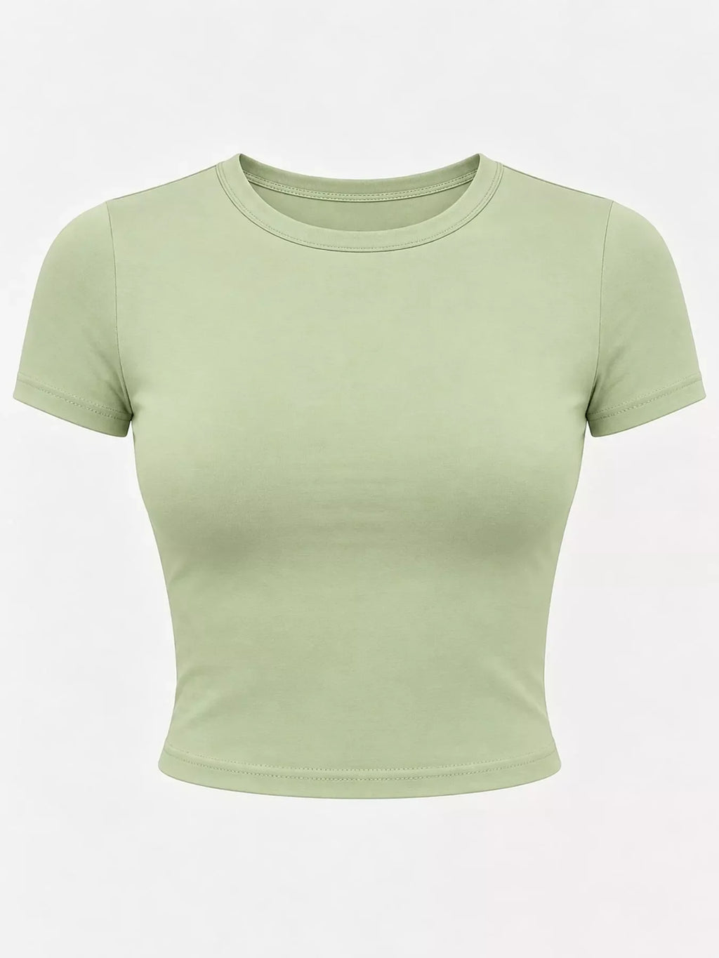 Slim Fit Basic Crew Neck Short Sleeve Crop T-Shirt