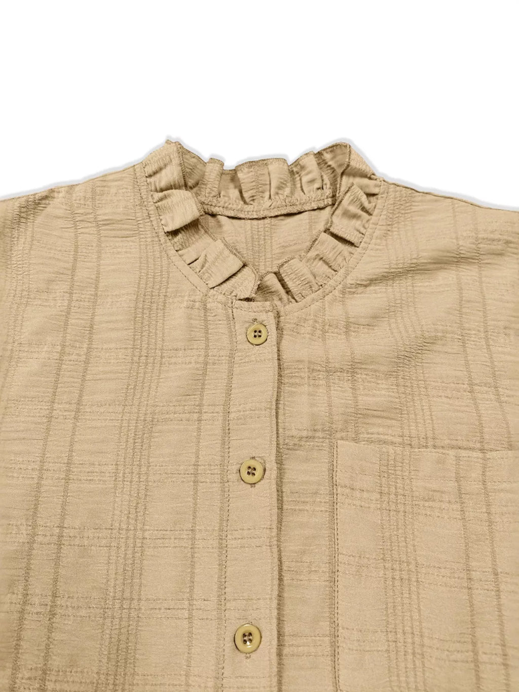Frill Button Down Long Sleeve Shirt
