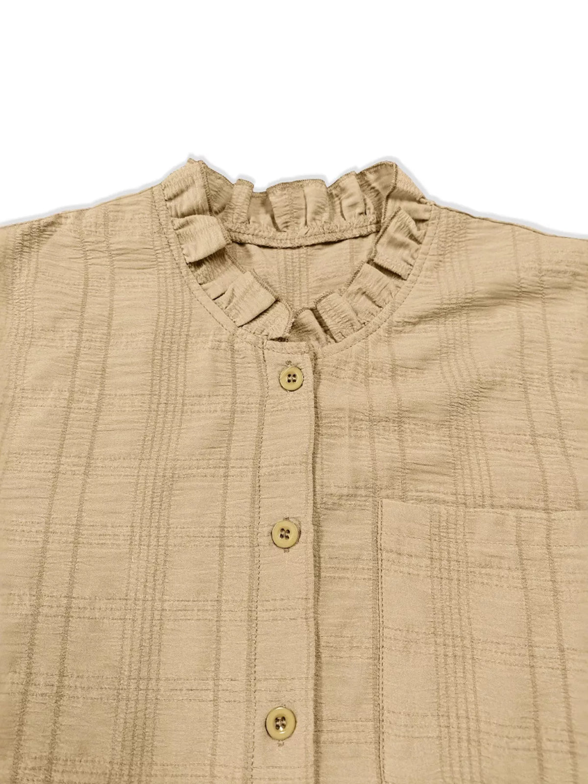 Frill Button Down Long Sleeve Shirt