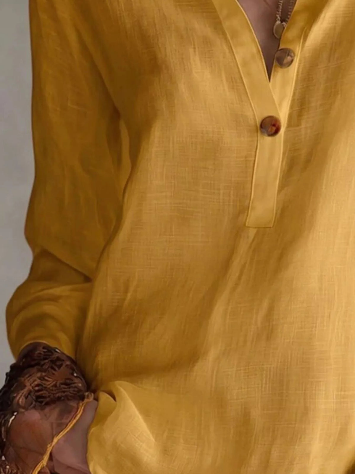Button Detail Long Sleeve Blouse