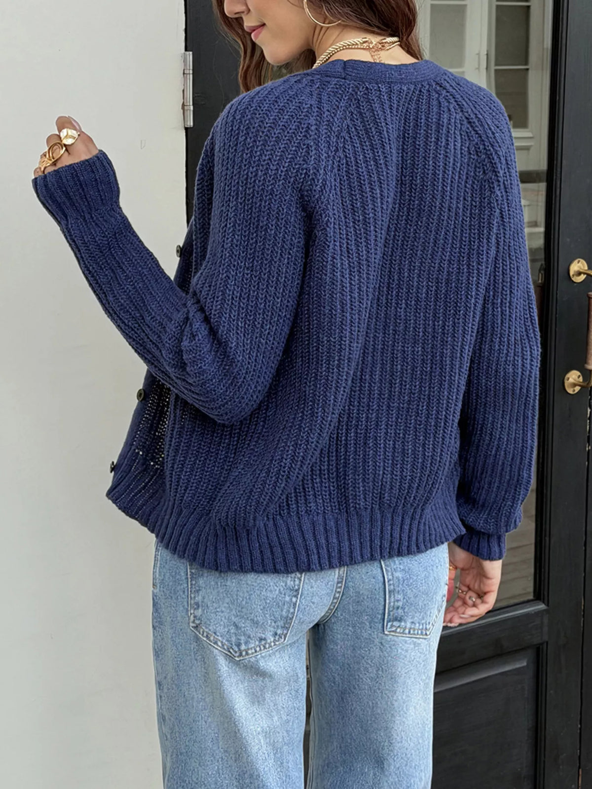 V-Neck Button-Down Cardigan