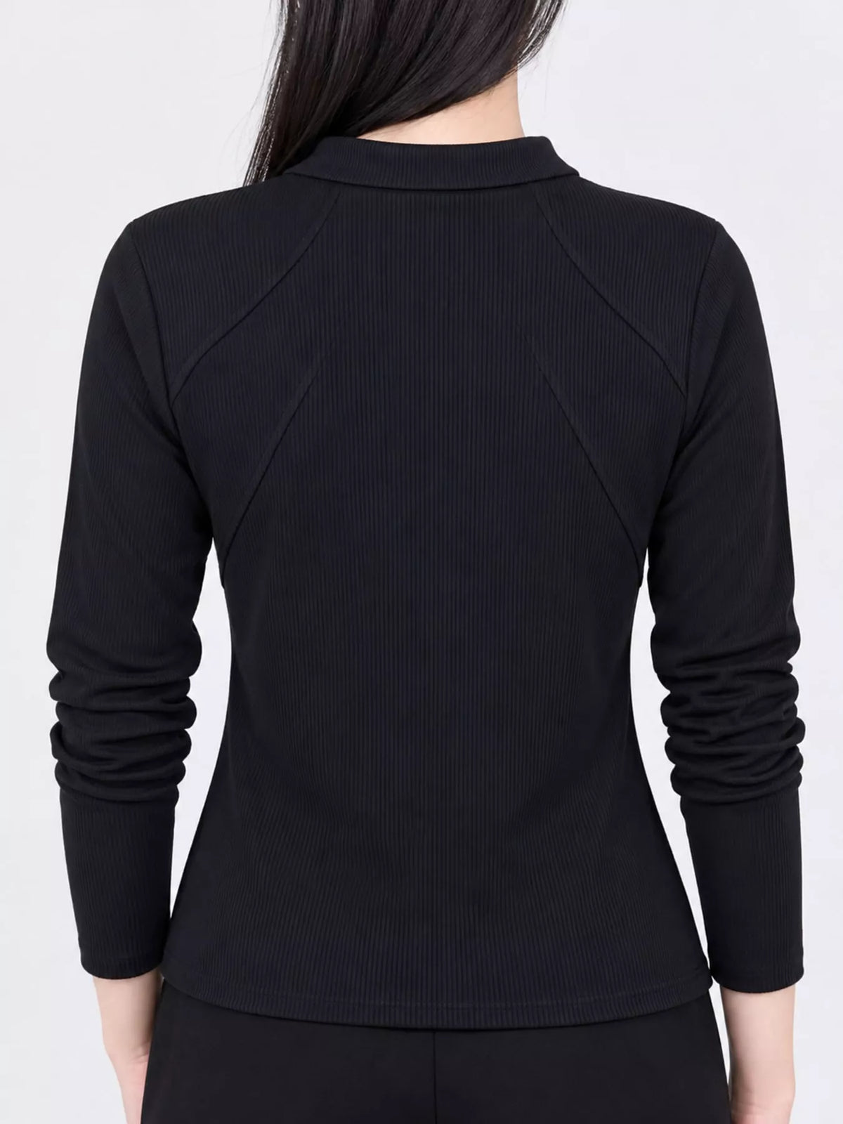 Plus Size Quarter-Zip Long Sleeve Top