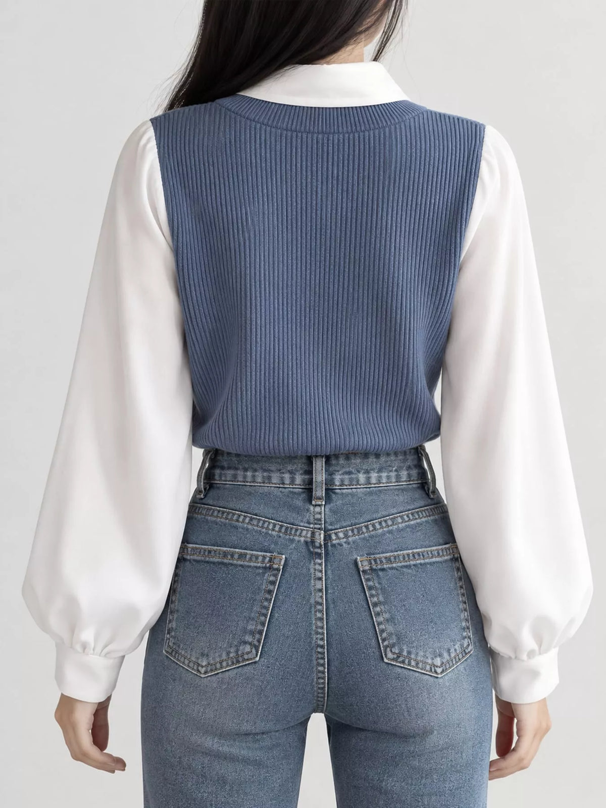 Layered Look Long Sleeve Blouse