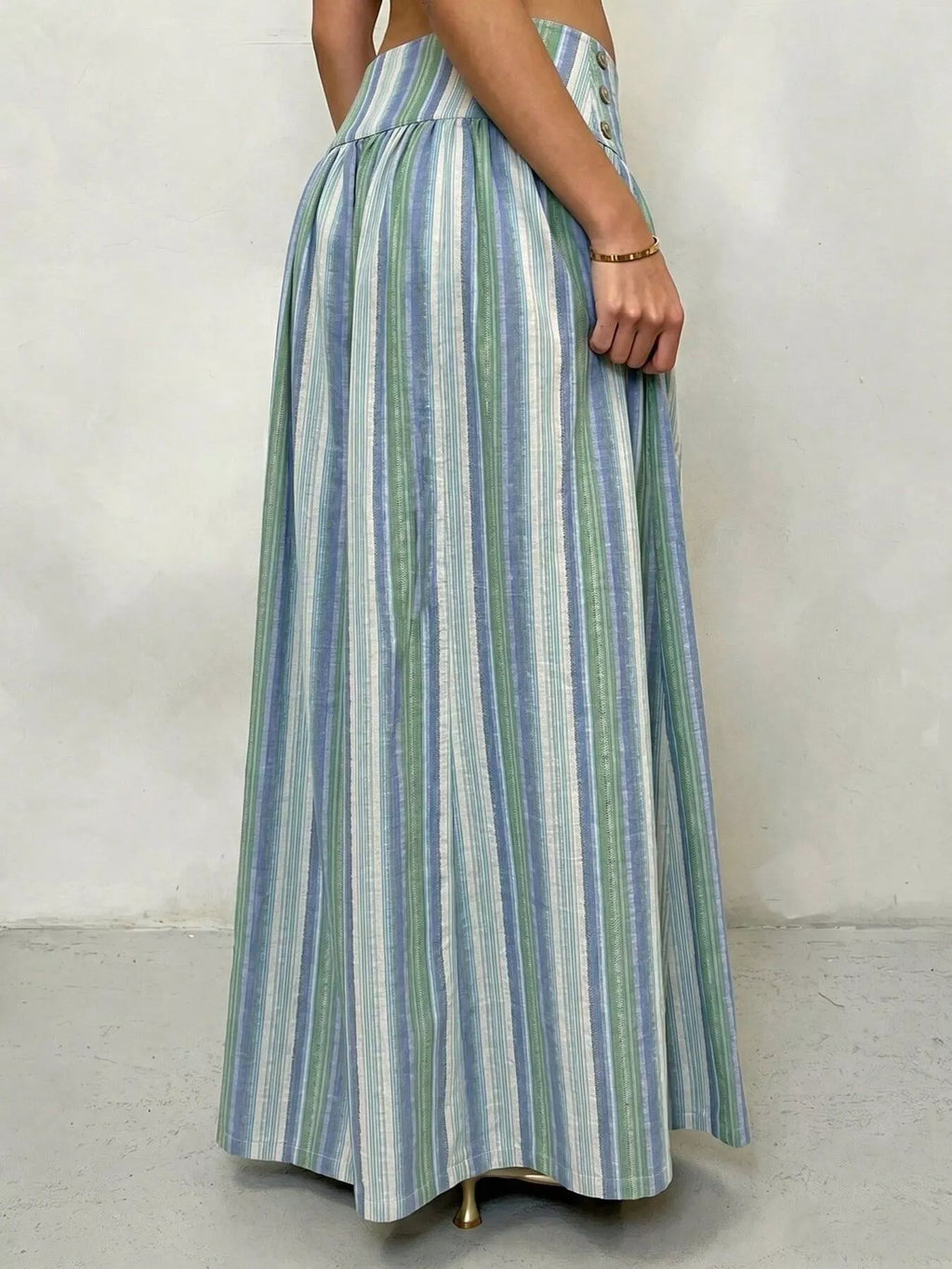 High-Waisted Striped Wide-Leg Casual Pants