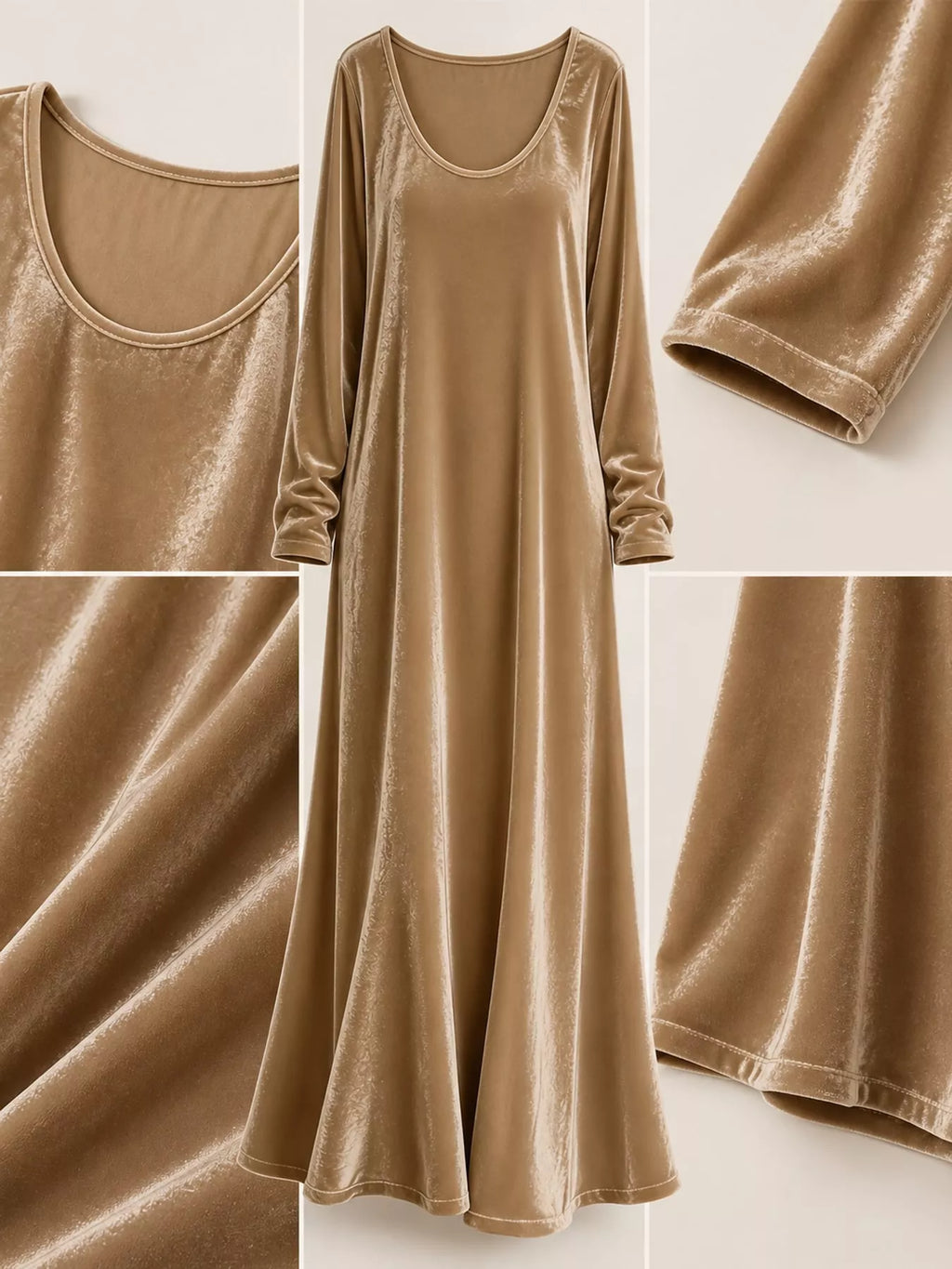 Velvet Long-Sleeve Maxi Dress
