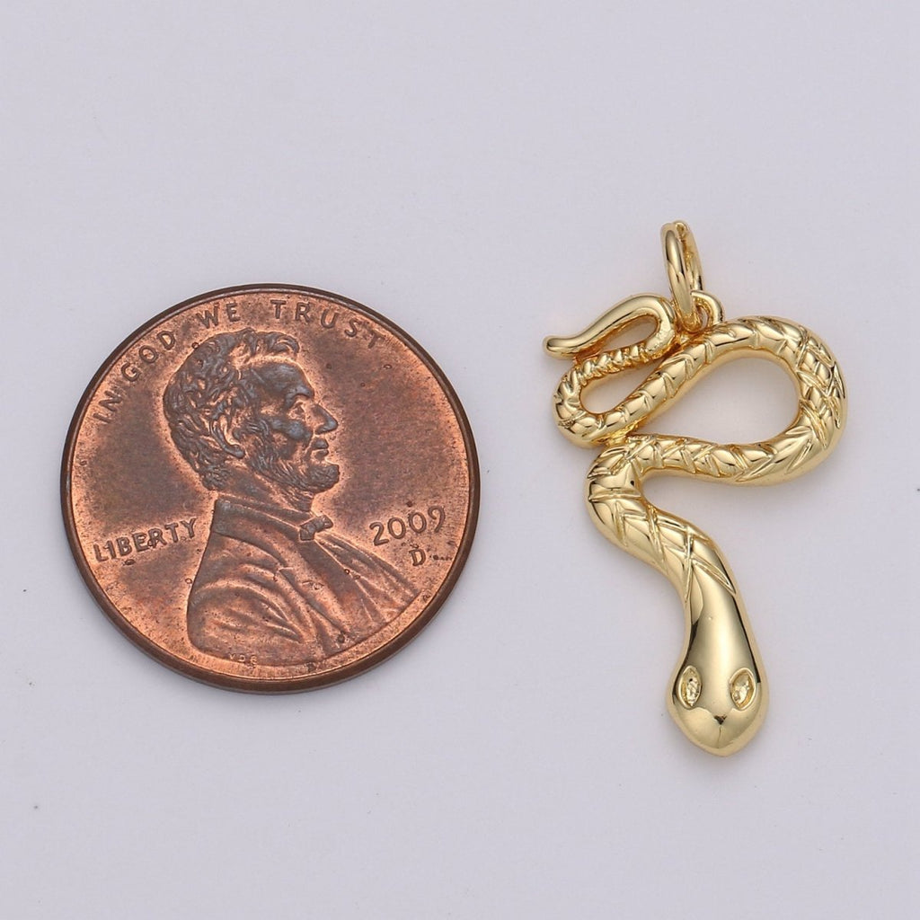 1pc 14k Gold Filled Snake Charm, Gold Snake Pendant Charm, Gold Filled Charm, For Serpent Animal Venom DIY Jewelry, D-411