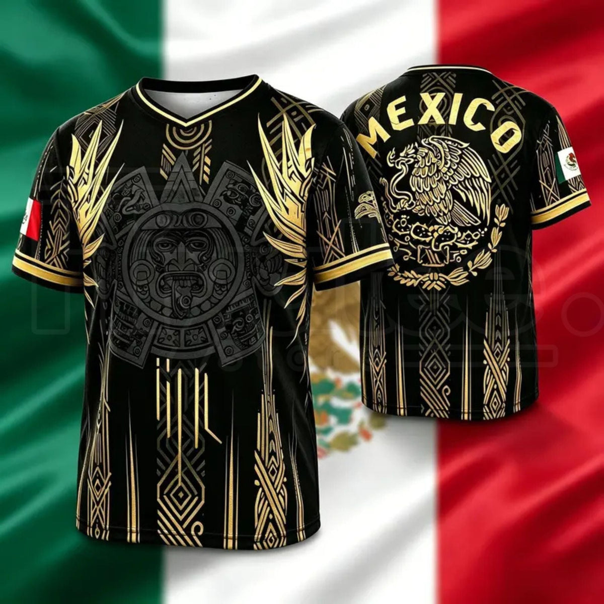 2026 Mexico Soccer Jersey – Chichén Itzá Pyramid Graphic Retro Football Shirt, All-Over Print Casual Sportswear