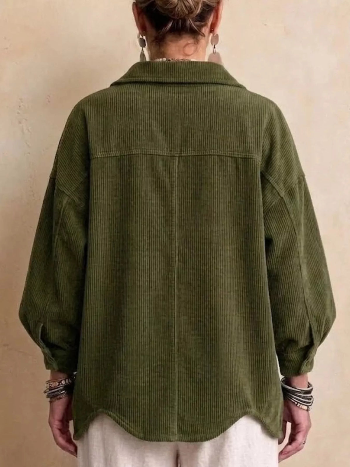 Full Size Corduroy Button-Down Jacket Plus Size