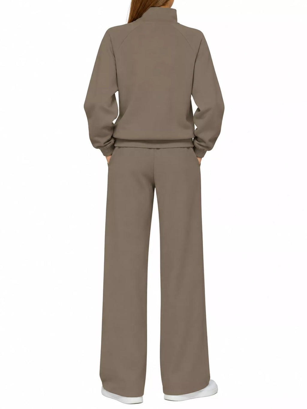 Half-Zip Sweatshirt and Wide-Leg Pants Set